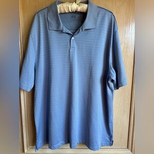 Van Heusen Men’s XXL Poly Polo in Light Blue  with Patterned Stripe